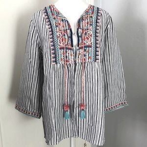 J.Jill linen embroidered top/cardigan